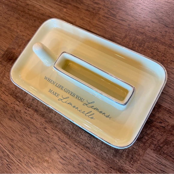 Other - Ceramic Ring Holder & Jewelry Trinket Tray with Limoncello Quote